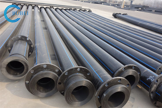 Pipe en HDPE de dragage noir à bandes bleues pour une épaisseur personnalisée et une connexion de bride en acier